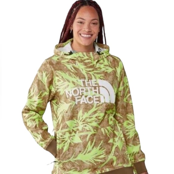 The North Face Hoodie Tekno Utility Brown Neon Prairie Paint Brush Print Large - Picture 1 of 13